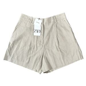 Zara Women's Linen High Waisted Shorts Size M